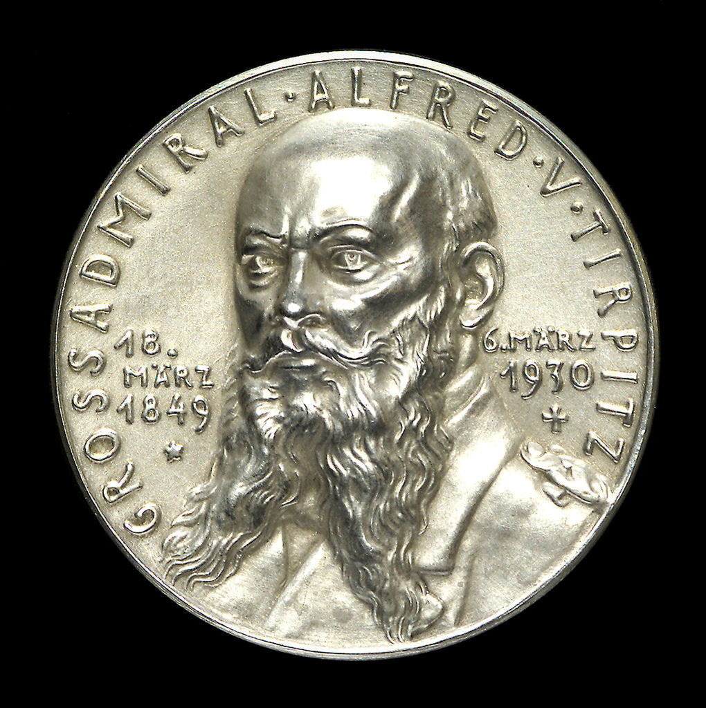 Detail of Medal commemorating Grossadmiral Alfred von Tirpitz (1849-1930); obverse by Karl Goetz