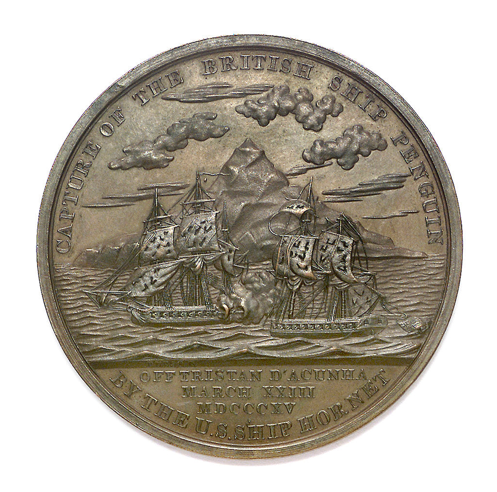 Detail of Medal commemorating Captain James Biddle and the action between USS 'Hornet' and HMS 'Penguin', 1815; reverse by Moritz Furst