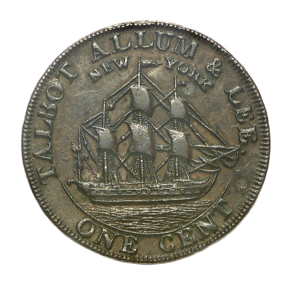 Detail of New York cent token; obverse by unknown