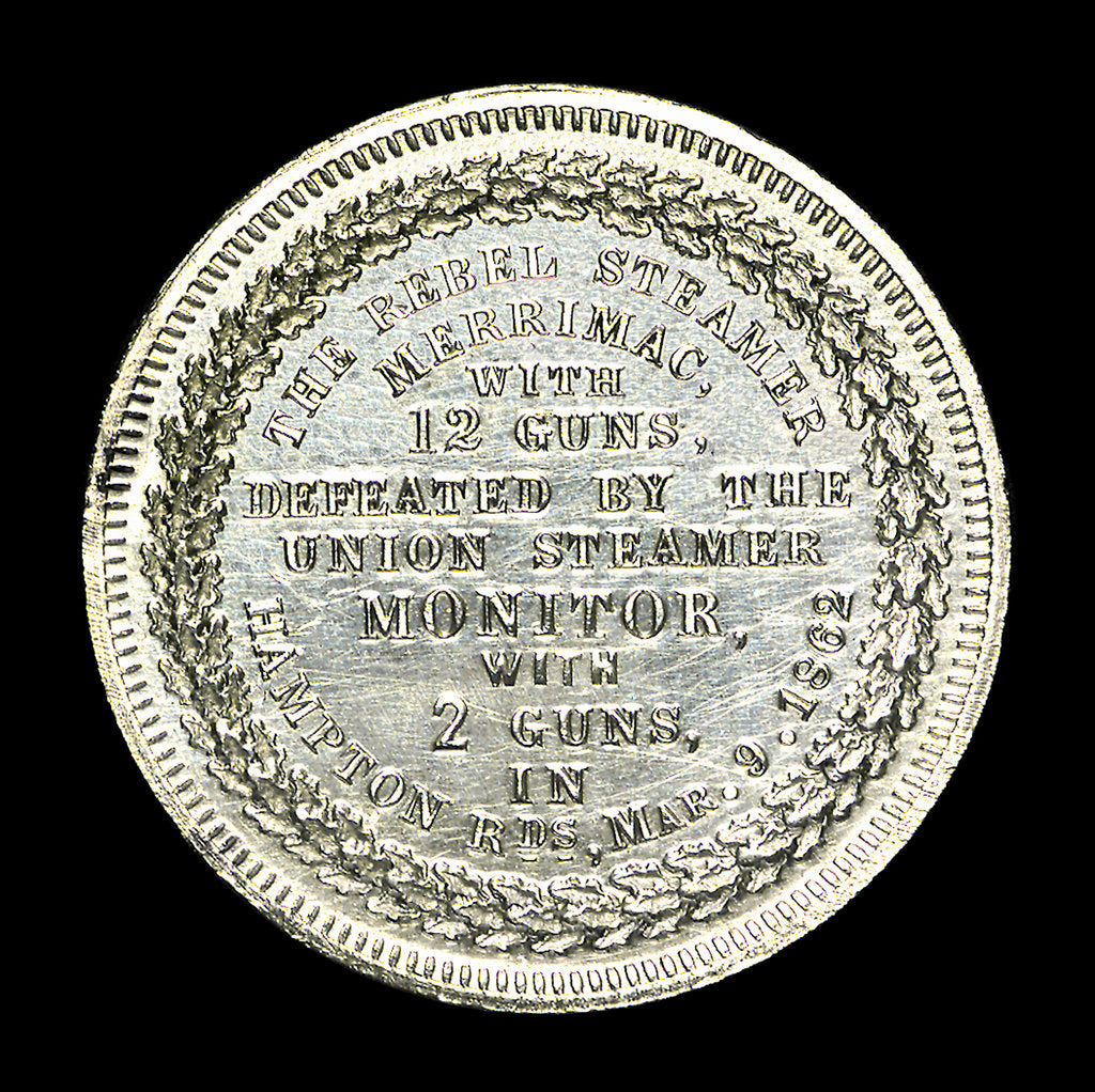 Detail of Medal commemorating the action in Hampton Roads, 1862; reverse by unknown