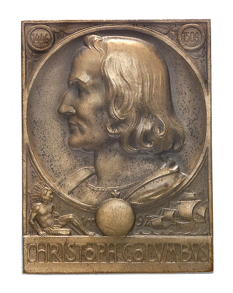 Detail of Medal commemorating Christopher Columbus (1451-1506) and the discovery of America, 1492; obverse by M. & W.