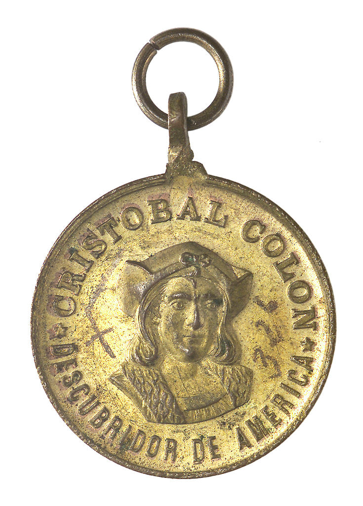 Detail of Medal commemorating Christopher Columbus (1451-1506) and the discovery of America, 1492; obverse by unknown