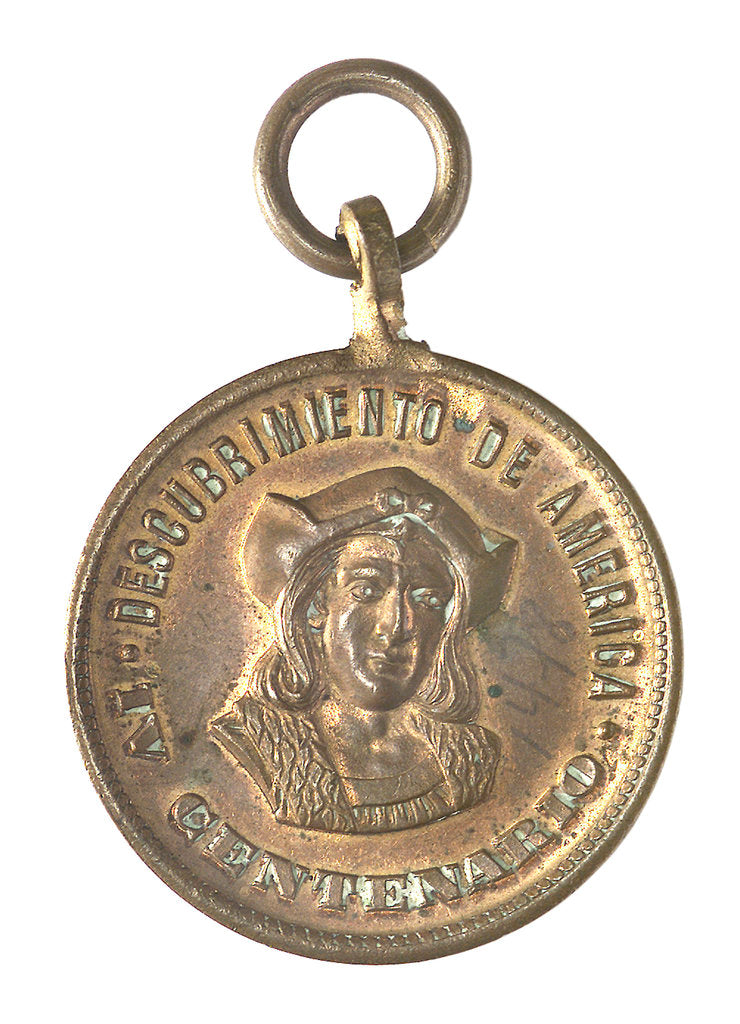 Detail of Medal commemorating Christopher Columbus (1451-1506) and the discovery of America, 1492; obverse by unknown