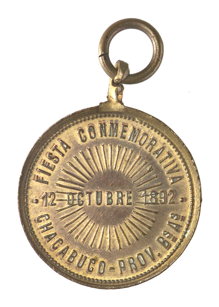 Detail of Medal commemorating Christopher Columbus (1451-1506) and the discovery of America, 1492; reverse by unknown