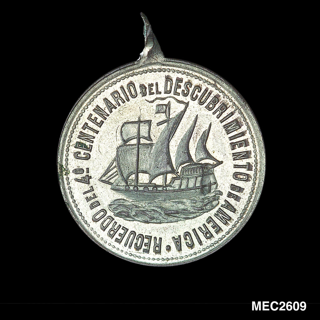 Detail of Token commemorating the 400th anniversary of the discovery of America, 1892 by Unknown