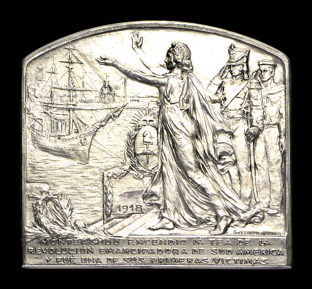 Detail of Plaque commemorating the homage of the Argentine navy to Dr B Monteagudo; obverse by Gottuzzo & Piana