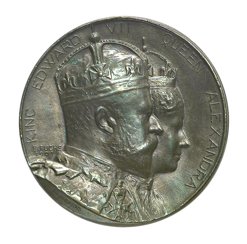 Detail of Medal commemorating the Coronation of Edward VII, 1902; obverse by Emil Fuchs