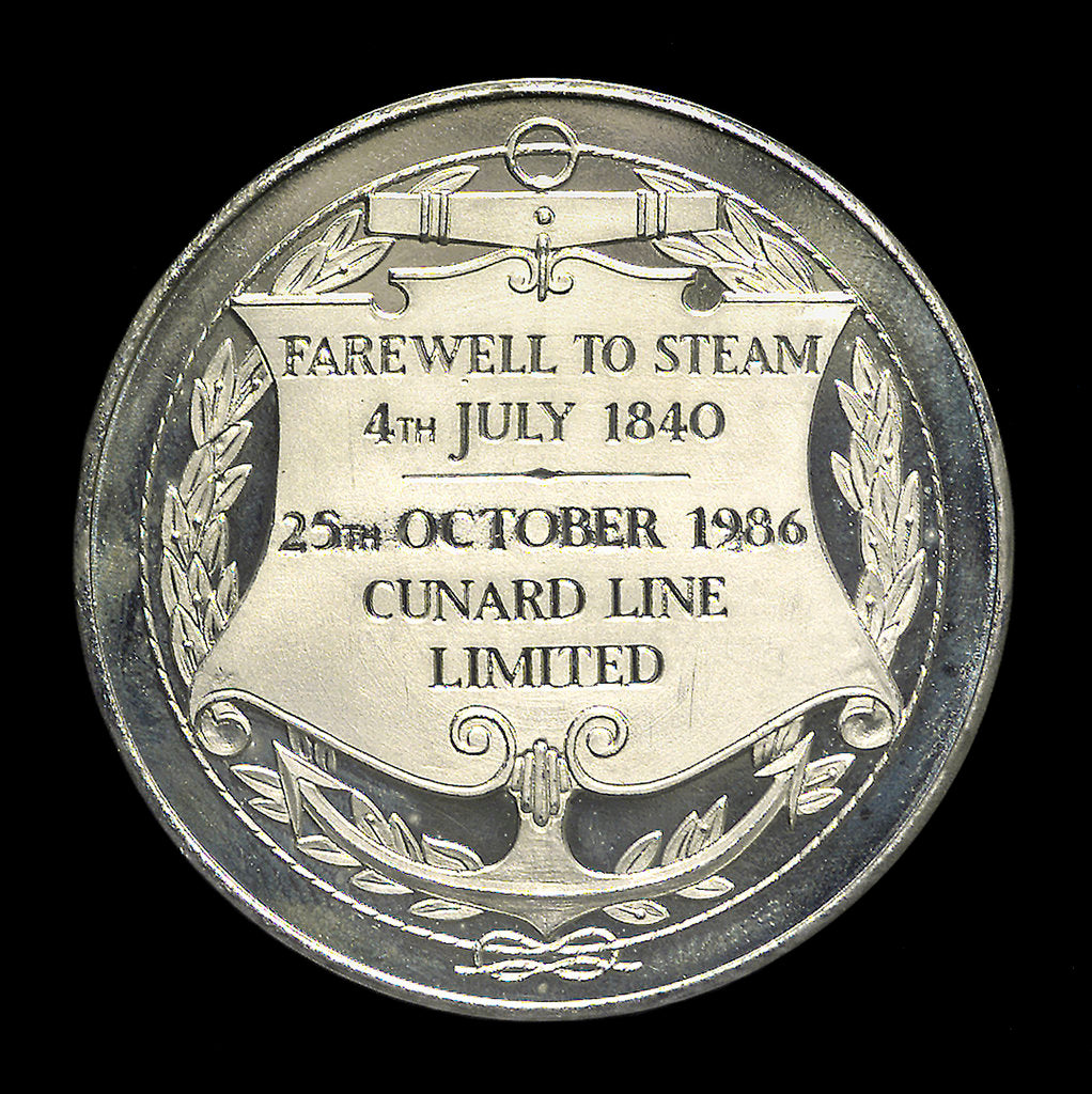Detail of Medal commemorating the 'Queen Elizabeth 2' - Last North Atlantic Crossing by Steam; reverse by Unknown