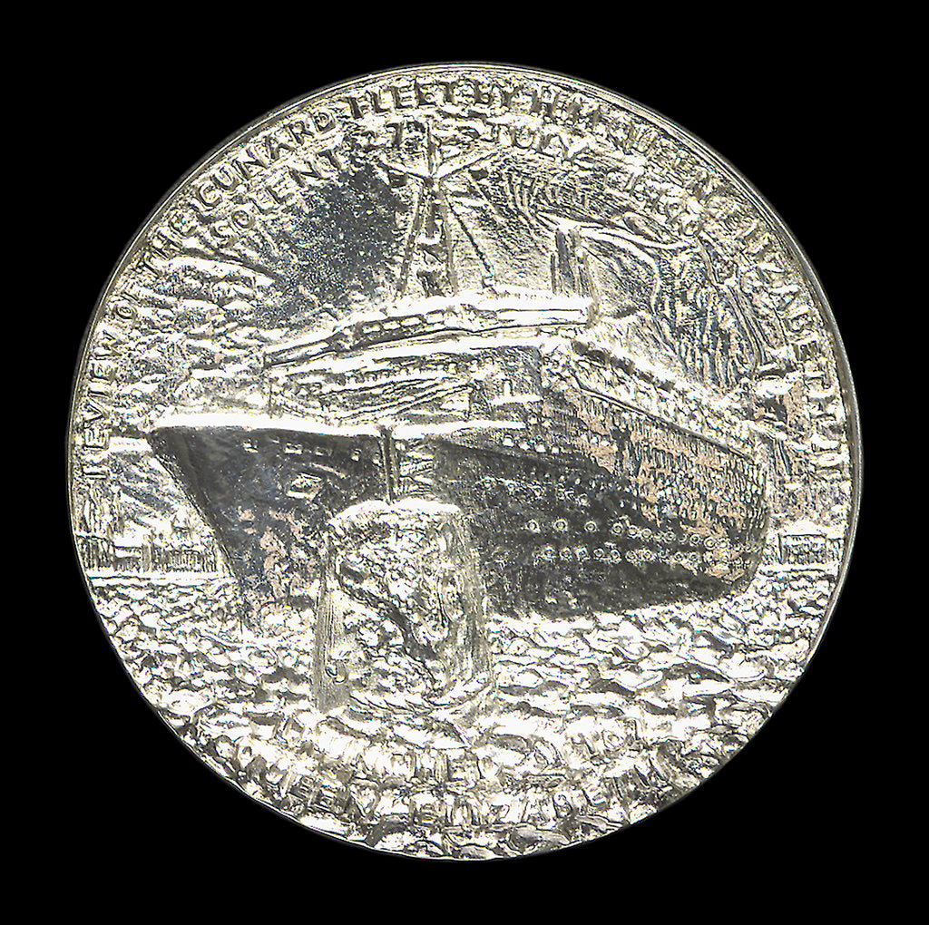 Detail of Medal commemorating the 150th anniversary of Cunard Shipping Company; obverse by Jacqueline Steiger