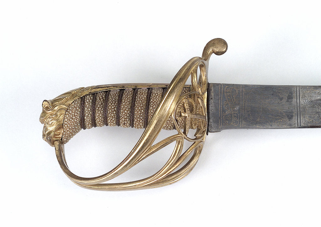 Detail of Open half-basket hilted sword by Osborn & Gunby