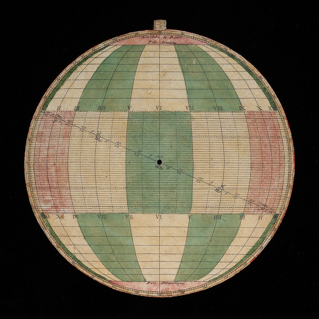 Detail of Astrolabe: plate with rojas projection by Nicolas Bion