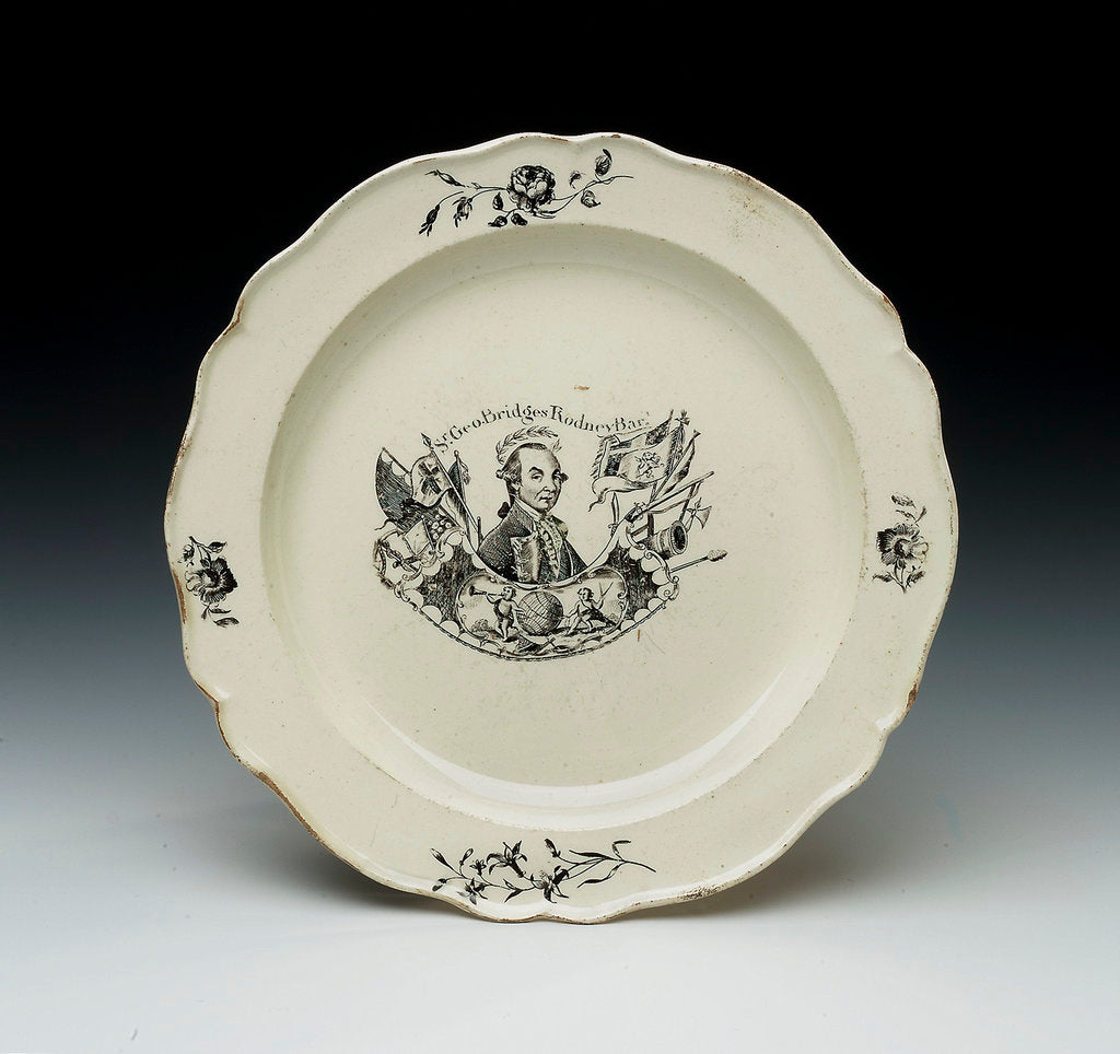 Detail of Plate with a portrait of Admiral Sir George Brydges Rodney (1719-1792) by Unknown