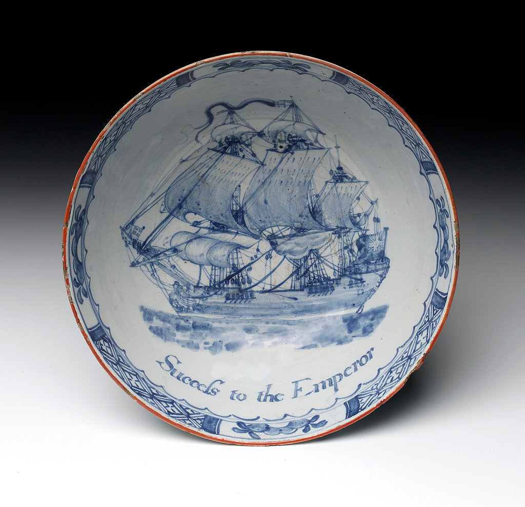 Detail of Delftware ship bowl by Unknown