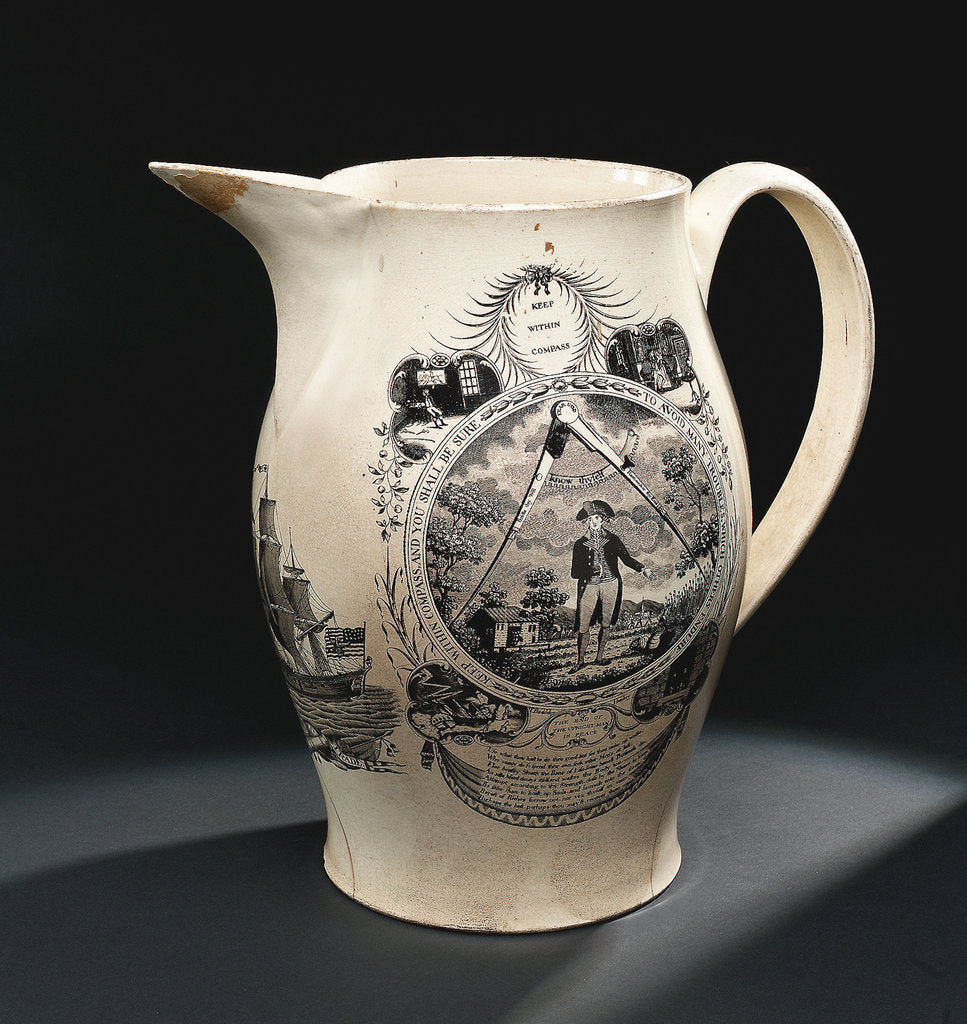 Detail of Creamware jug by Thomas Baddeley