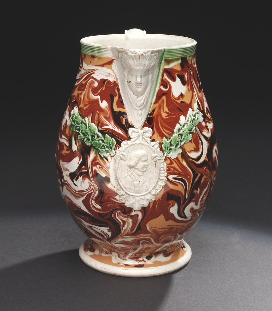 Detail of Jug with a portrait of Admiral Sir George Brydges Rodney (1719-1792) by Unknown