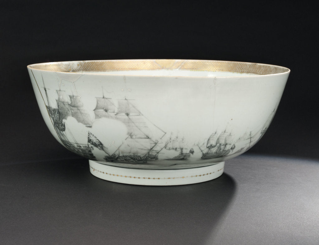 Detail of Bowl with a depiction of the Battle of the Saints, 1782 by Unknown