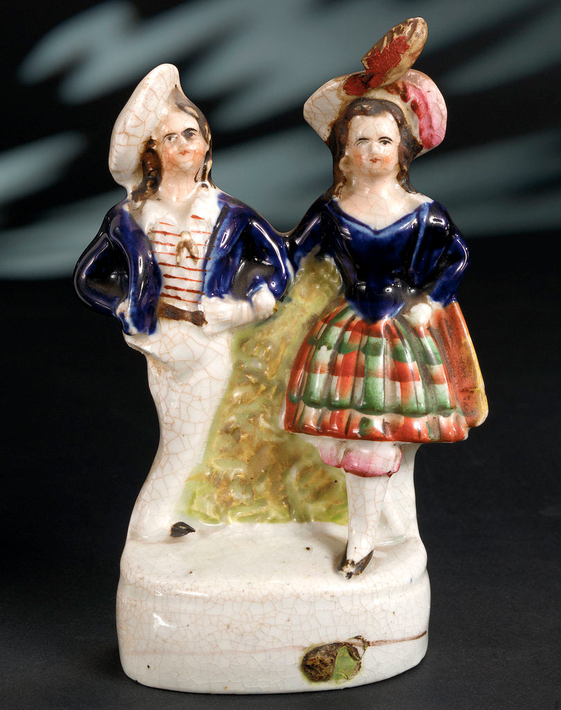 Detail of Earthenware figure group depicting a sailor and lass by Unknown