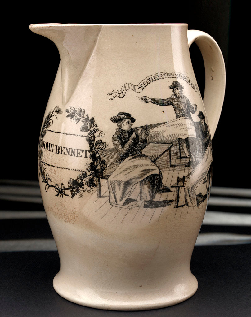 Detail of Liverpool transfer-printed creamware jug by Unknown