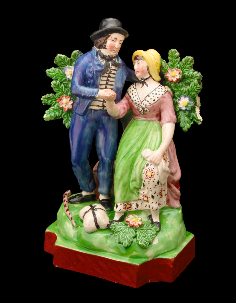 Detail of Earthenware figure group depicting a sailor and lass by John Walton
