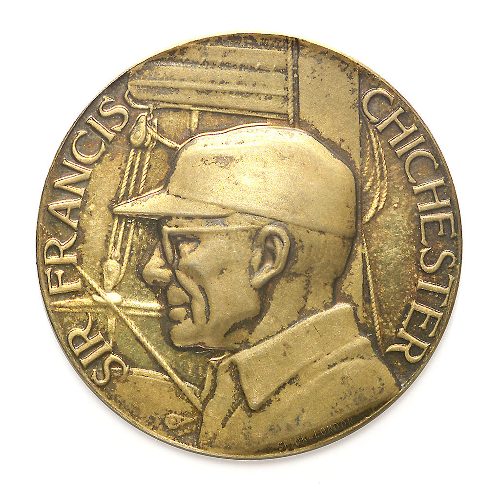 Detail of Medal commemorating Sir Francis Chichester (1901-1972) and 'Gypsy Moth IV'; obverse by Paul Vincze