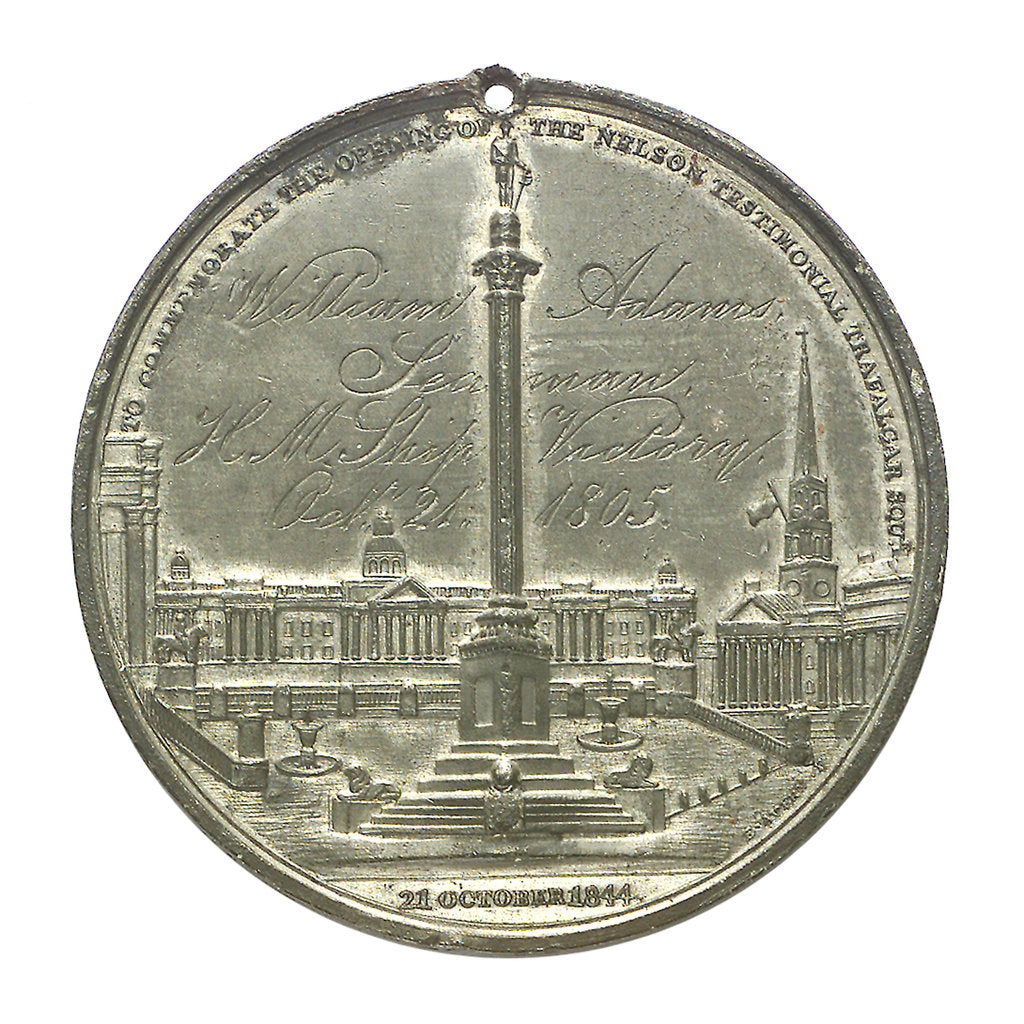 Detail of Commemorative medal depicting the Trafalgar Square Monument; reverse by E. Avern