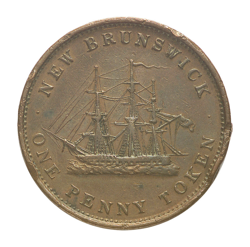 Detail of New Brunswick penny token; reverse by Unknown