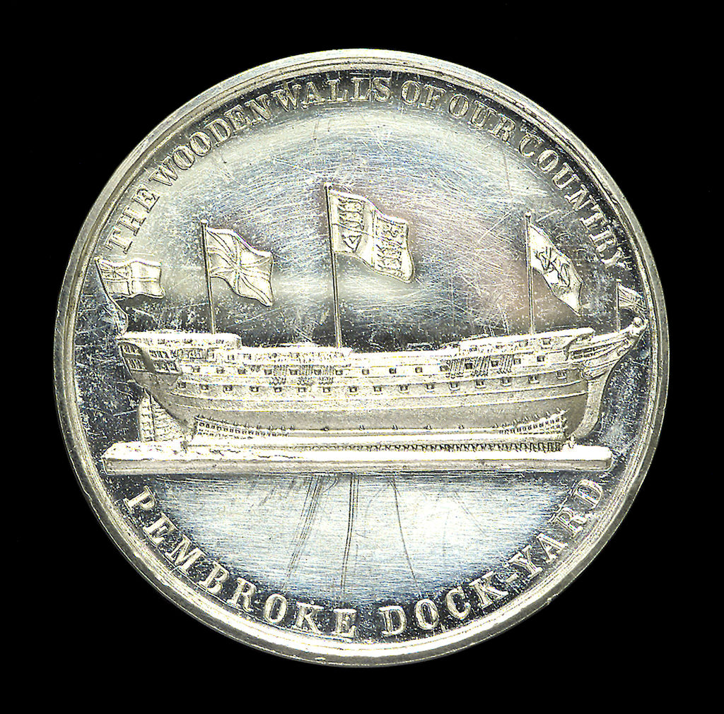 Detail of Medal commemorating the opening of the Pembroke Dock National School, 24 June 1844; reverse by Unknown