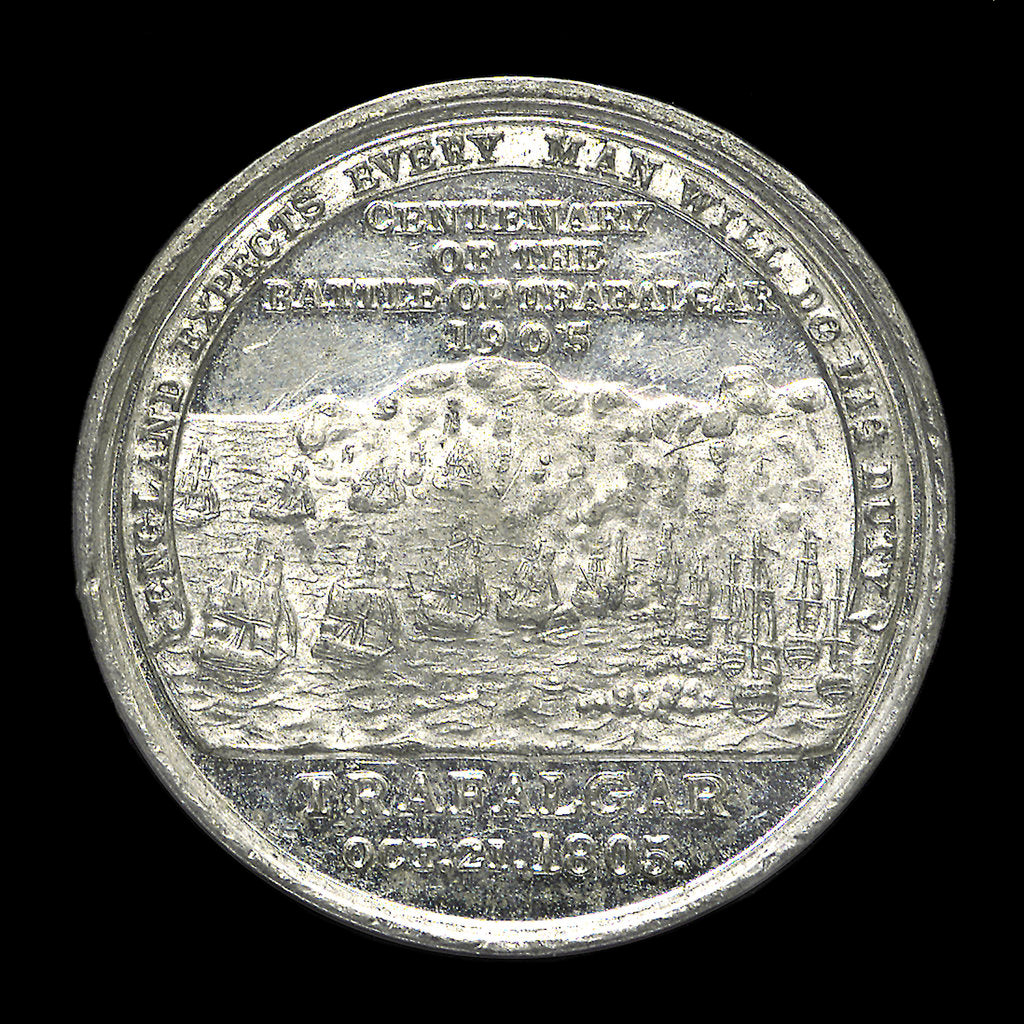 Detail of Medal commemorating the centenary of the Battle of Trafalgar, 1905; reverse by Spink & Son Ltd.