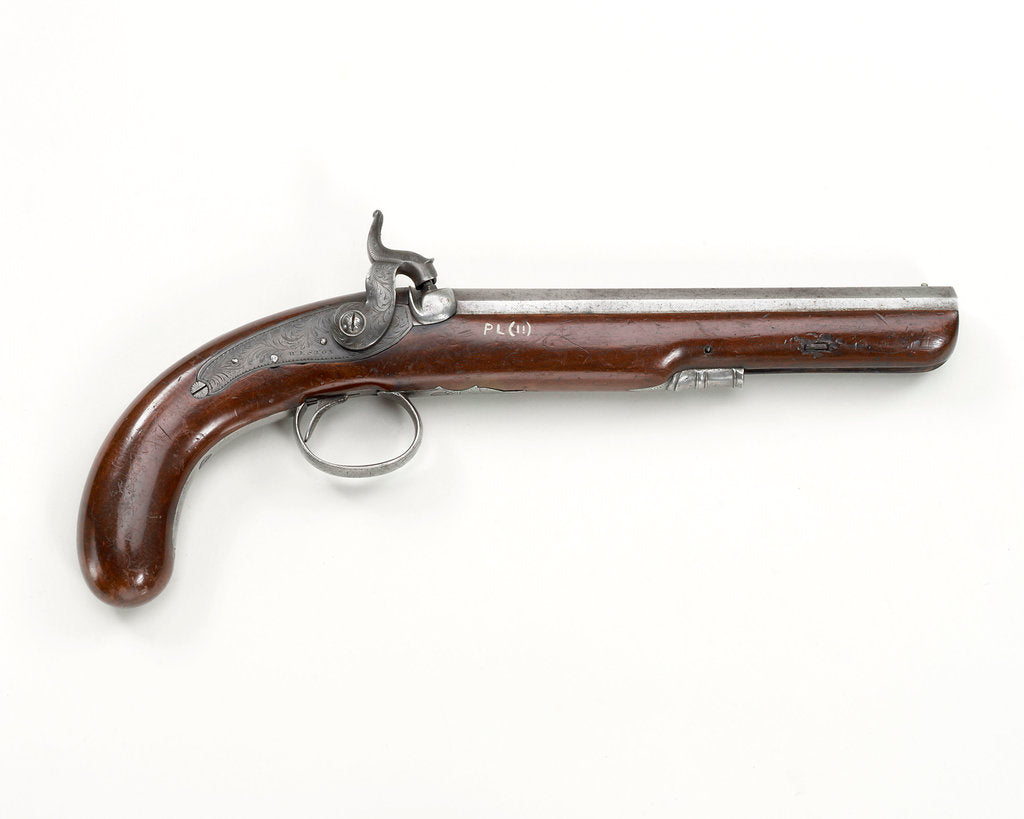 Detail of Percussion Back Action pistol by R. Weston