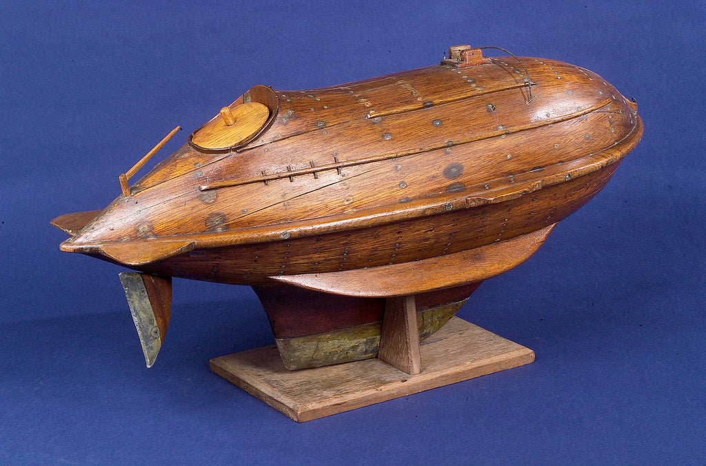 Detail of Full hull model, life-saving capsule, starboard stern quarter by R. F. Wells