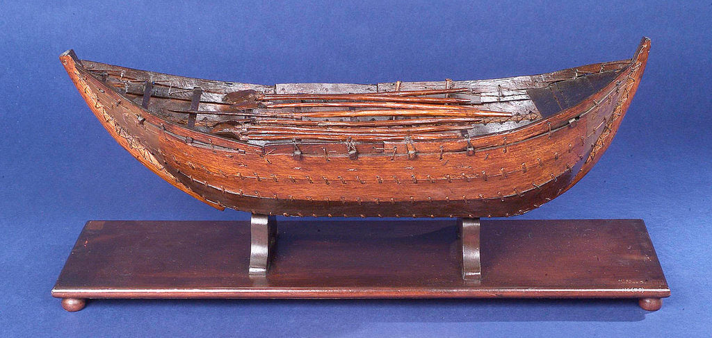 Detail of Masula surf boat, port broadside by Unknown