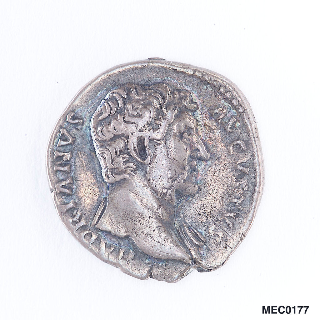 Detail of Classical coin depicting Emperor Hadrian and a Roman galley by Unknown