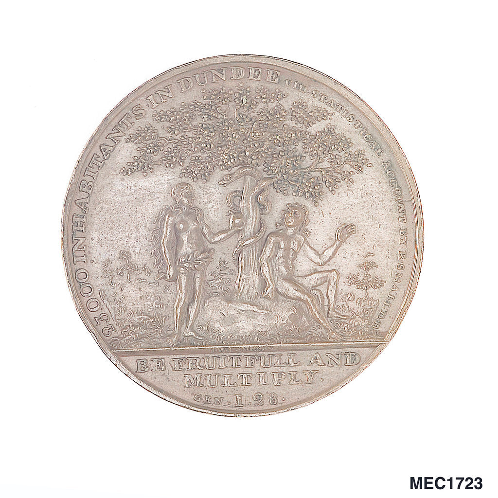 Detail of Dundee penny token commemorating  Admiral of the Fleet Adam Duncan (1731-1804)  and the battle of Camperdown, 1797 by T. Wyon