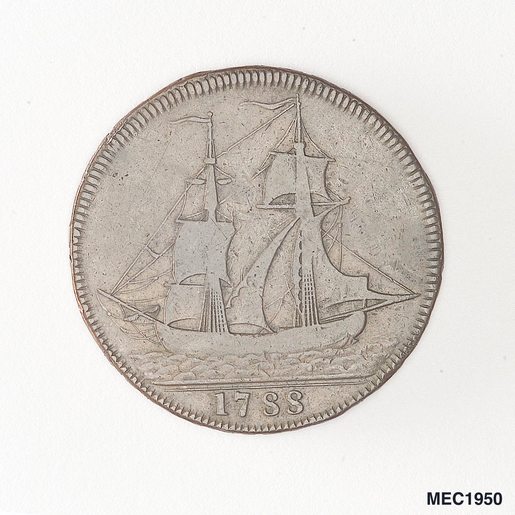 Detail of Halfpenny token commemorating John Wilkinson, ironmaster by Unknown