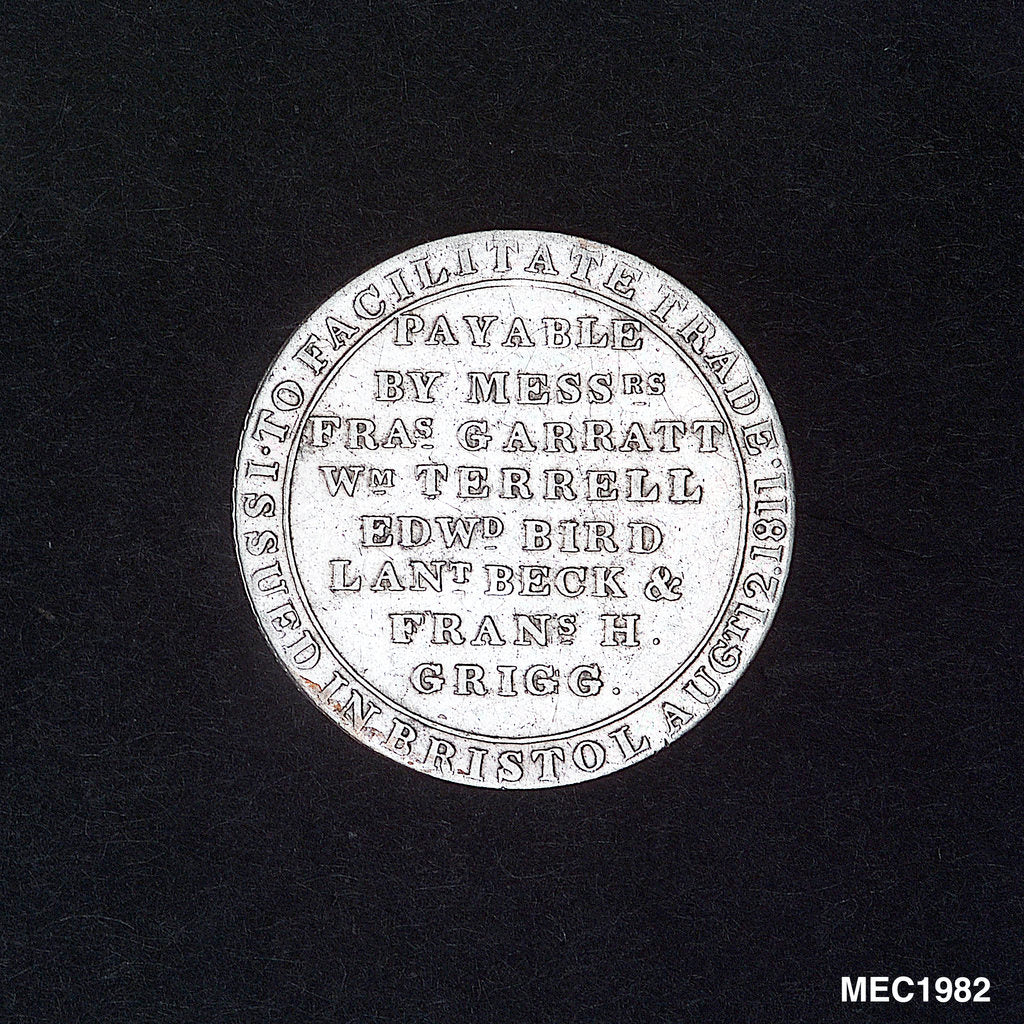 Detail of Bristol silver shilling token by Unknown