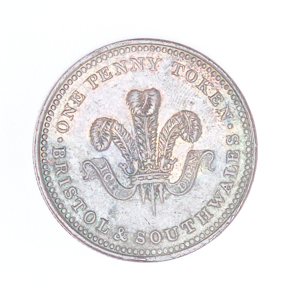 Detail of Bristol penny token by T. Halliday