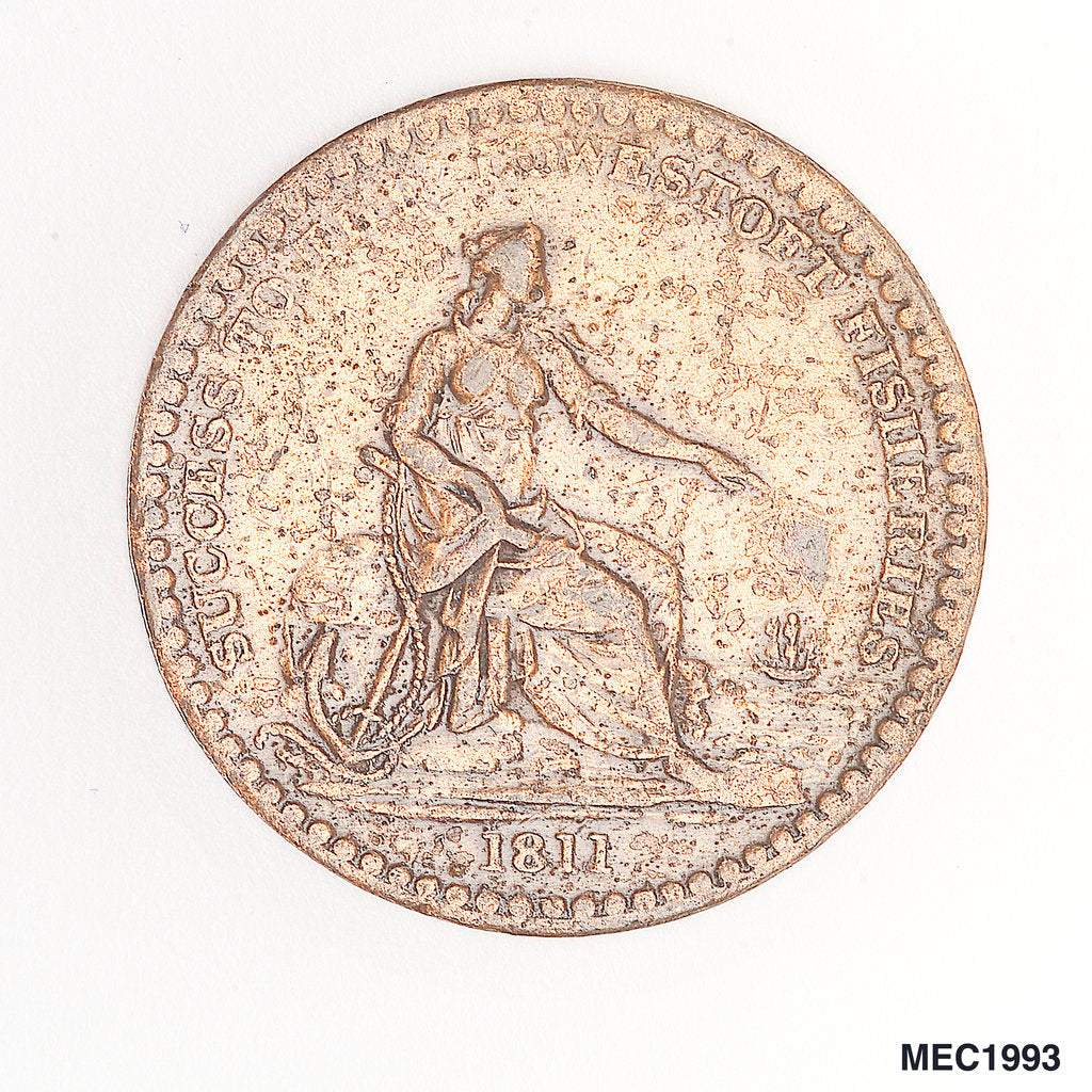 Detail of Lowestoft penny token by P. Wyon