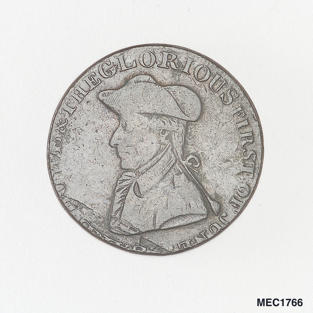 Detail of Token commemorating Admiral of the Fleet Richard Howe (1726-1799) and the Glorious First of June, 1794 by T. Wyon