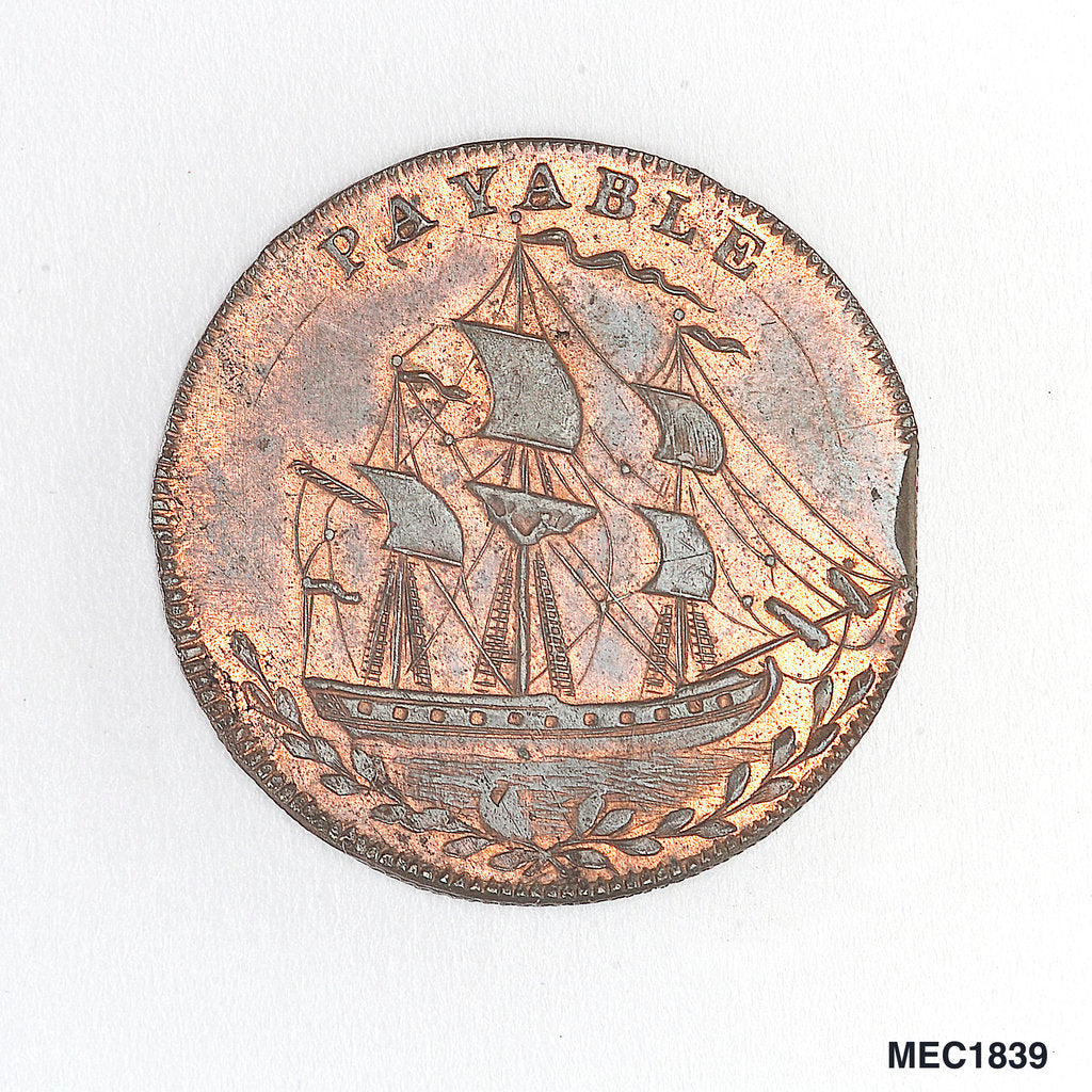 Detail of Portsea halfpenny token by Unknown