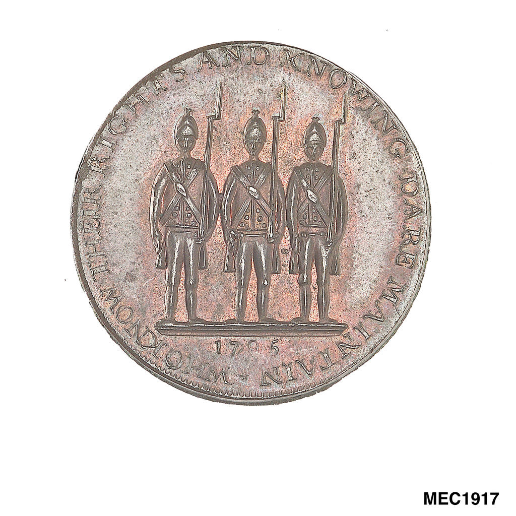 Detail of Spence's halfpenny token by T. Spence