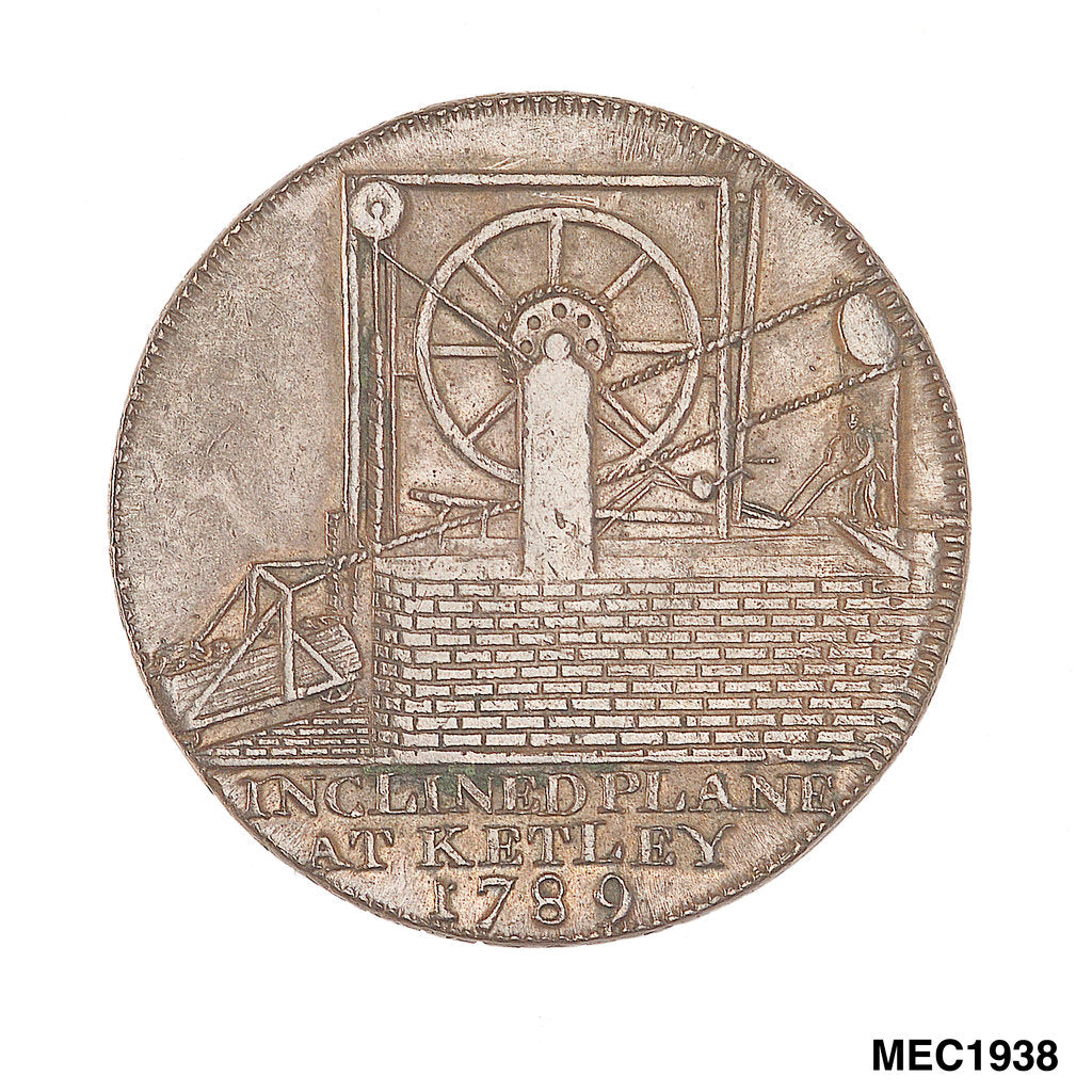 Detail of Coalbrook Dale halfpenny token by T. Wyon