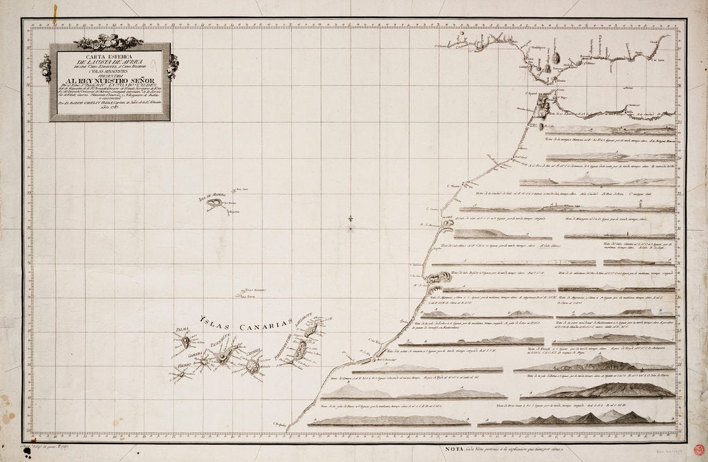 Detail of Map of the west coast of Africa and the Canary islands by D Joseph Varelay Ulloa