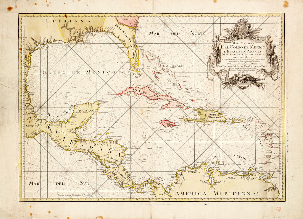 Detail of Gulf of Mexico chart by de la Cruz by Thomas Lopez
