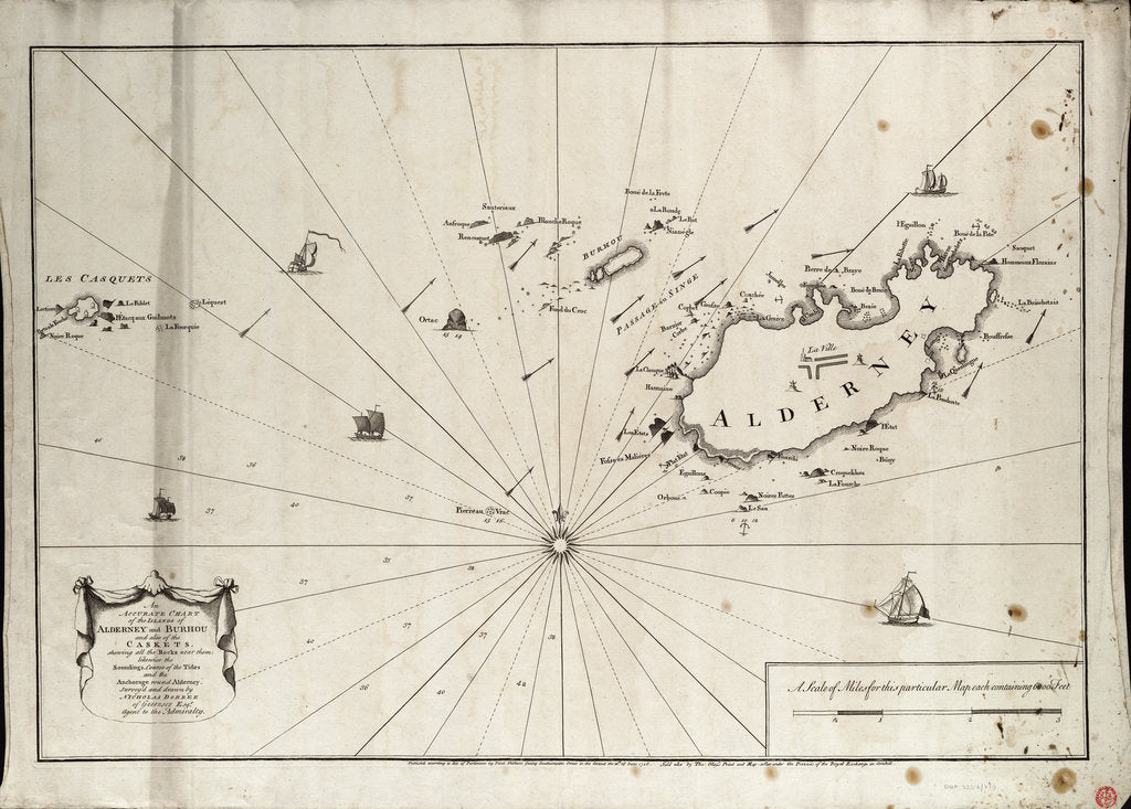Detail of An accurate chart of the islands of Alderney and Burhou and also of the Caskets by Nicholas Dobree and Paul Vaillant