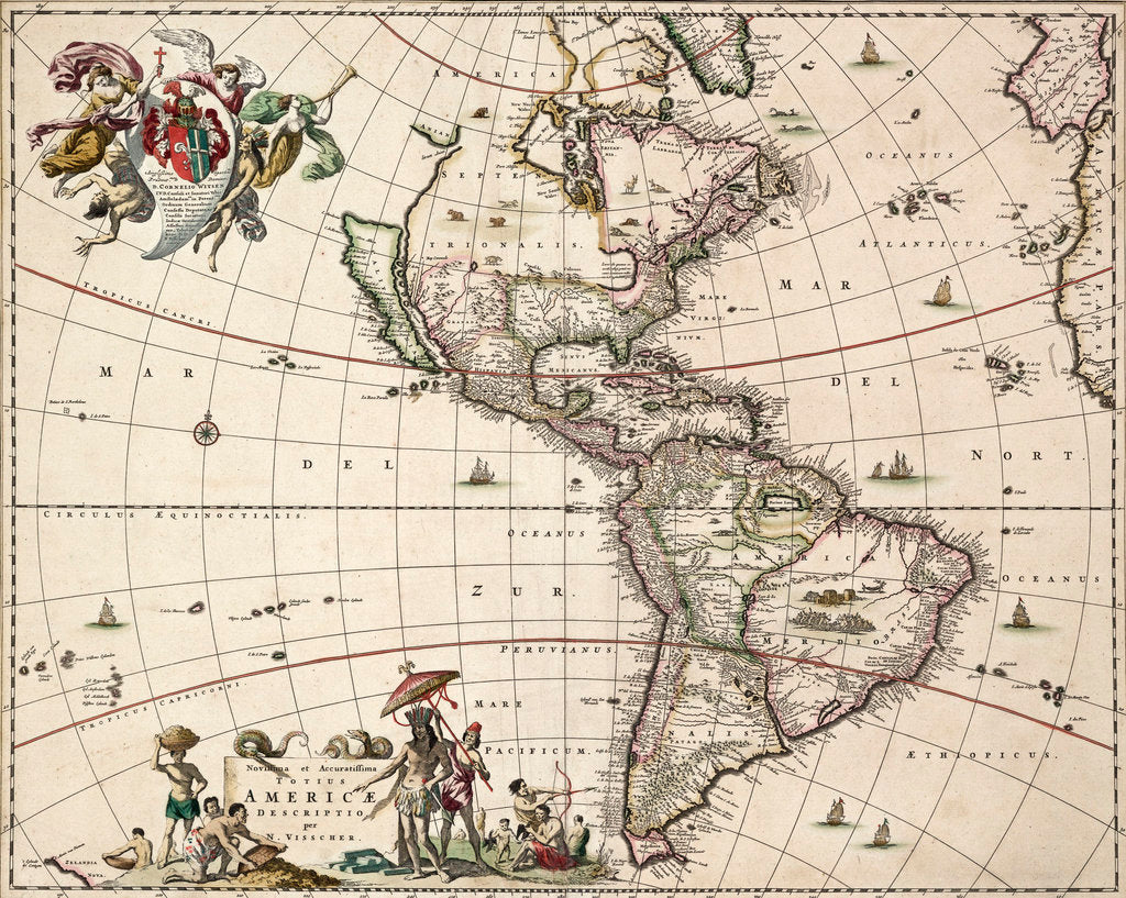 Detail of Chart of the Americas by Nikolaus Visscher