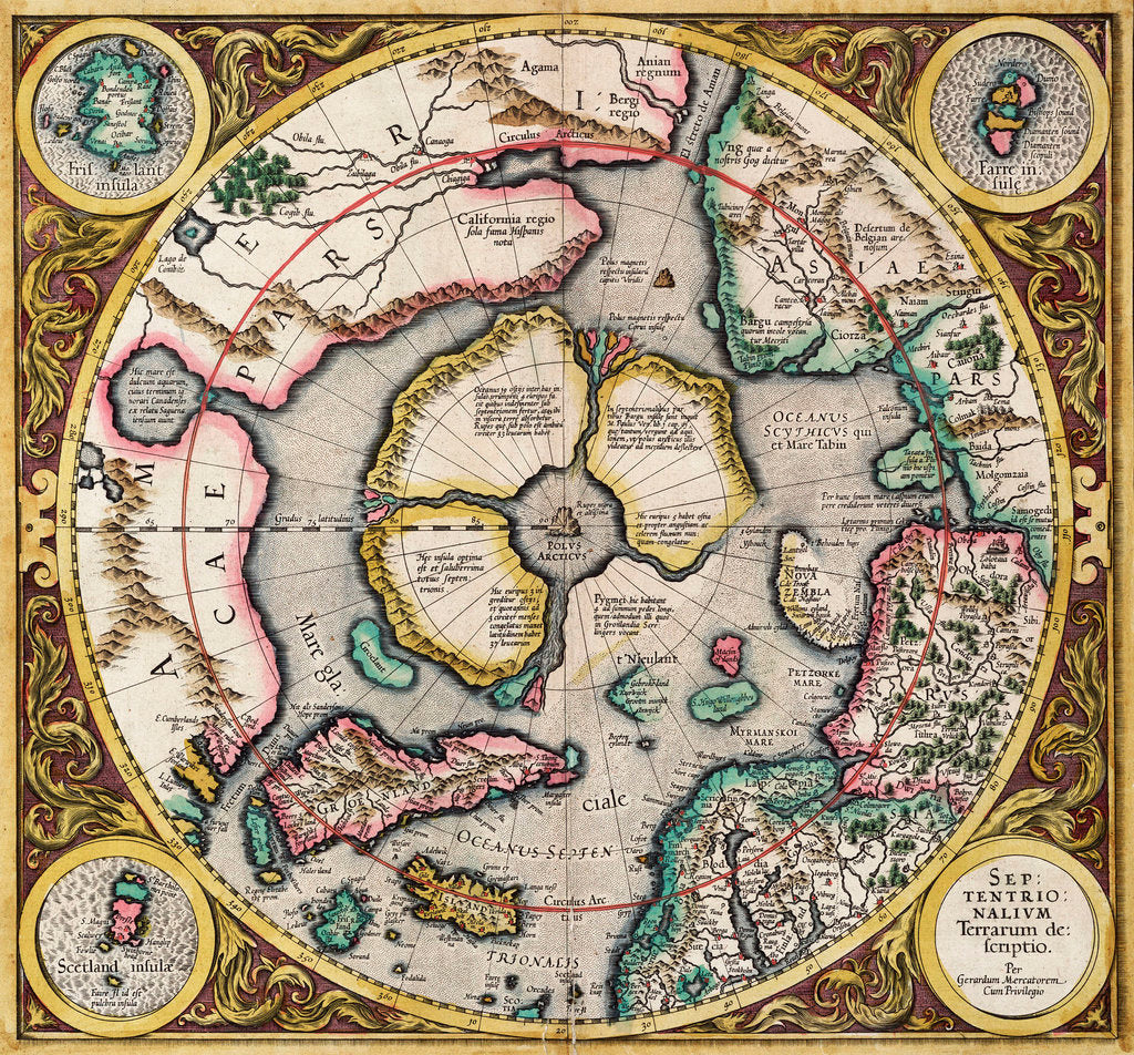Detail of Polar projection 'Septentrionalium terrarum' by Mercator by Gerard Mercator
