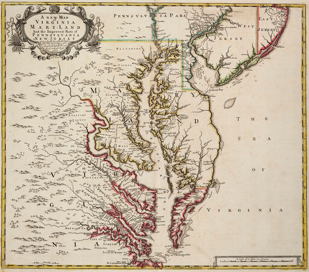 Detail of Map of Virginia by John Senex