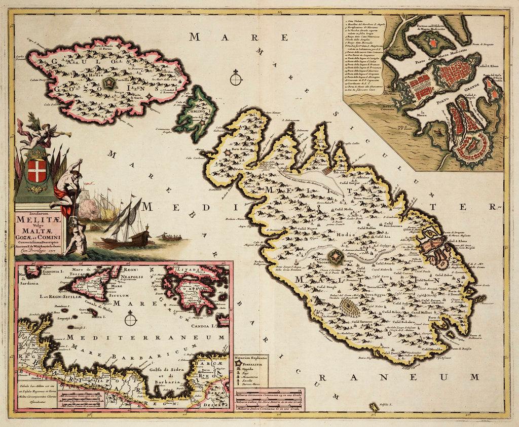Detail of Map of Malta, Gozo and Comino by Frederik de Wit