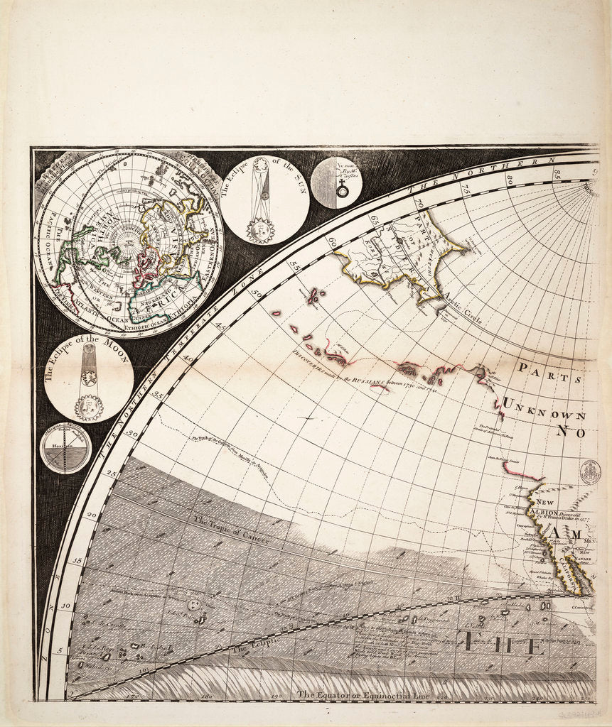 Detail of A new and correct map of the world (section) by Sayer & Bennett