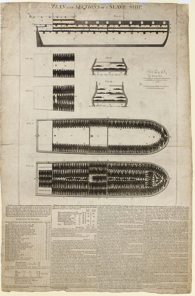 Detail of Plan and sections of slave ship 'Brooks' [sometimes 'Brookes'] by unknown